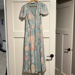 Abercrombie and fitch blue floral maxi wrap dress